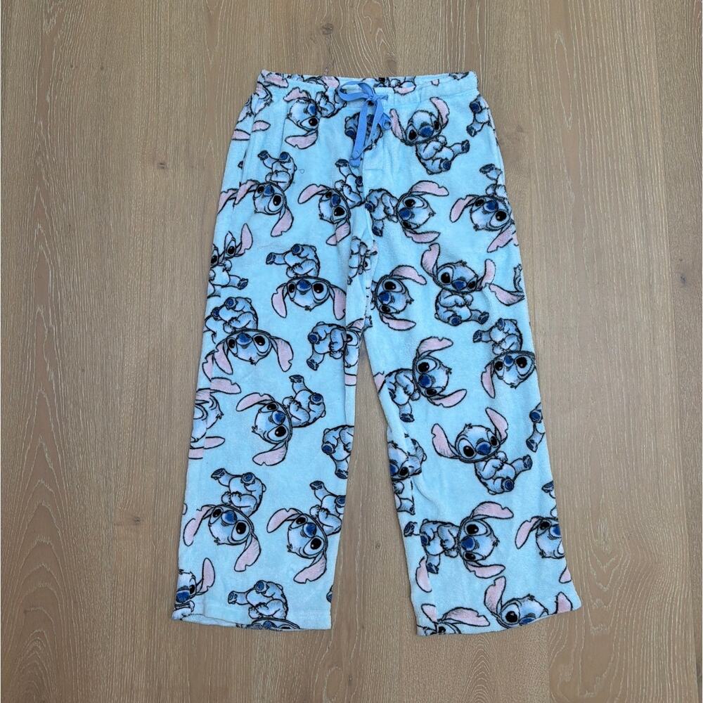Disney Stitch Fuzzy Pyjama Pants Size S/M Blue Pink - Picture 1 of 3